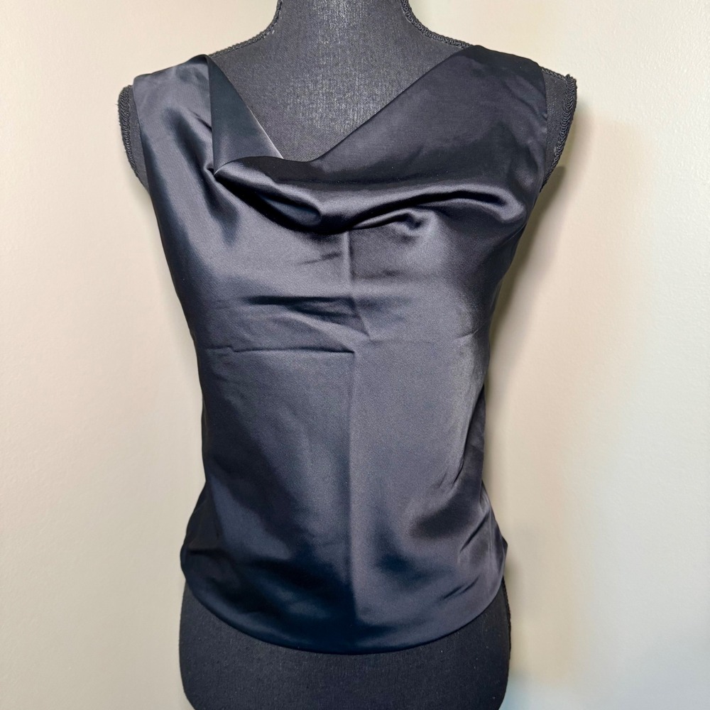 Abercrombie & Fitch Womens Black Satin Cowl Neck Cami Top Adjustable Straps S - Picture 5 of 5